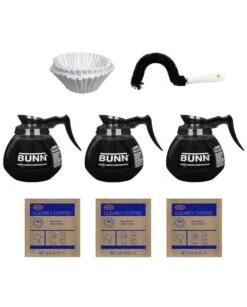 BUNN® Bunn Glass Pots (3 Pack), 100 CF12 Filters, Cleaning Brush And Urnex (3 Pack)